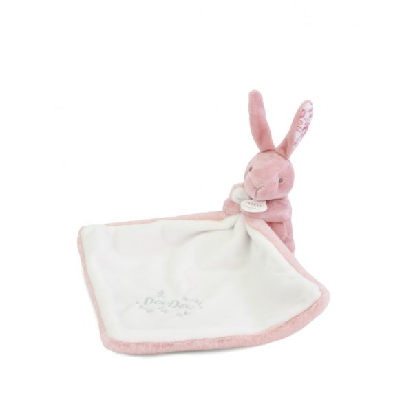 Doudou lapin mouchoir 10 cm Rose