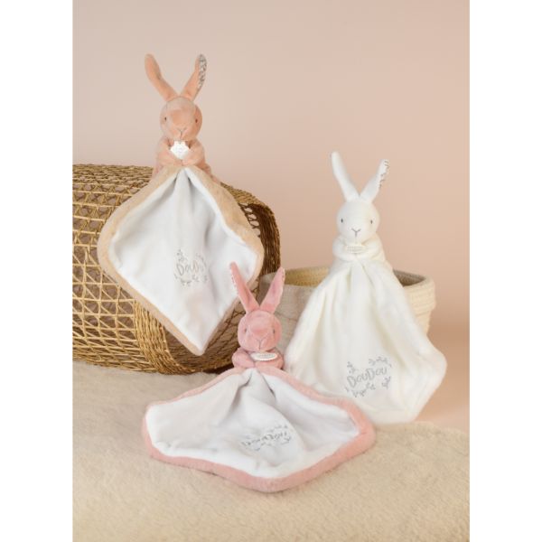 Doudou lapin mouchoir 10 cm Rose