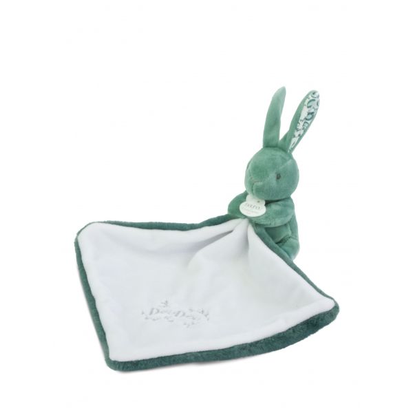 Doudou lapin mouchoir 10 cm Vert sauge