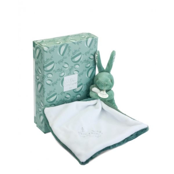 Doudou lapin mouchoir 10 cm Vert sauge