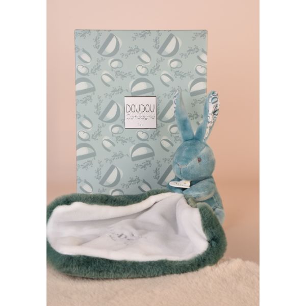 Doudou lapin mouchoir 10 cm Vert sauge