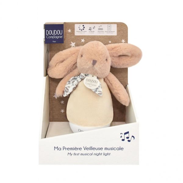 Veilleuse musicale culbuto lapin DOUDOU Beige sable
