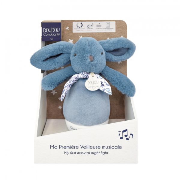 Veilleuse musicale culbuto lapin DOUDOU Bleu
