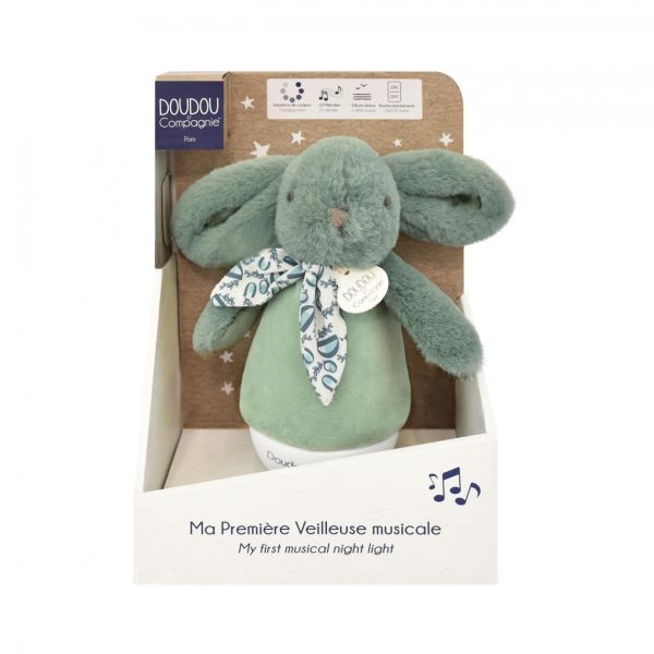Veilleuse musicale culbuto lapin DOUDOU Vert sauge