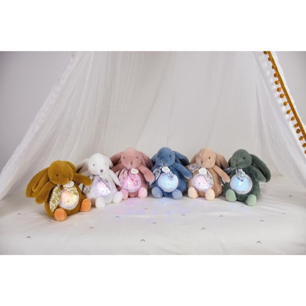 Veilleuse musicale projection d'étoiles Lapin DOUDOU Rose