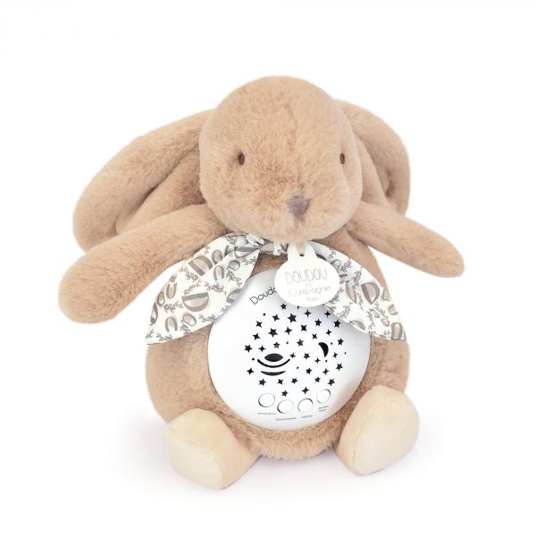 Veilleuse musicale projection d'étoiles Lapin DOUDOU Beige sable