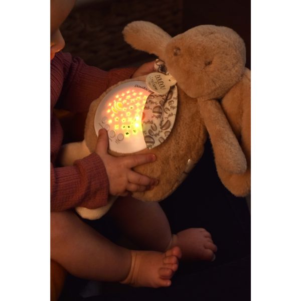 Veilleuse musicale projection d'étoiles Lapin DOUDOU Beige sable