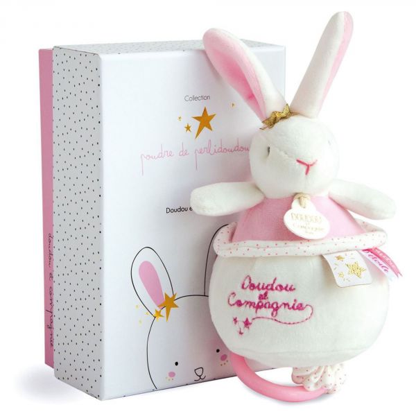 Peluche musicale Perlidoudou Lapin étoile rose