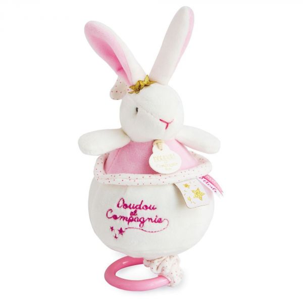 Peluche musicale Perlidoudou Lapin étoile rose