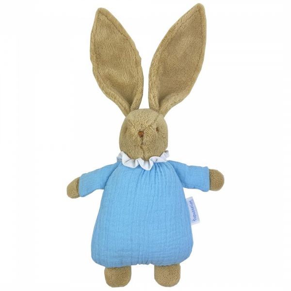 Hochet bébé Lapin Nid d'Ange 20cm Bleu ciel