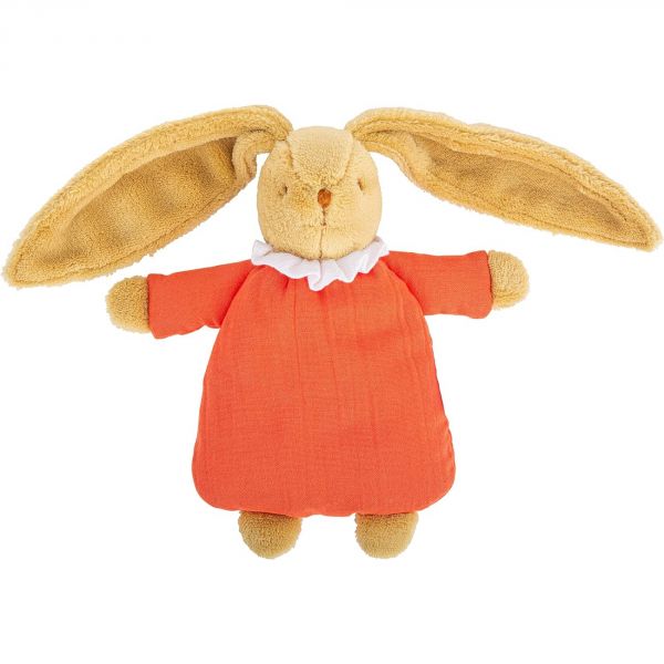 Hochet bébé Lapin Nid d'Ange 20cm Corail