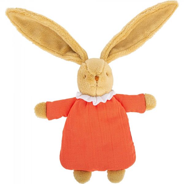 Hochet bébé Lapin Nid d'Ange 20cm Corail