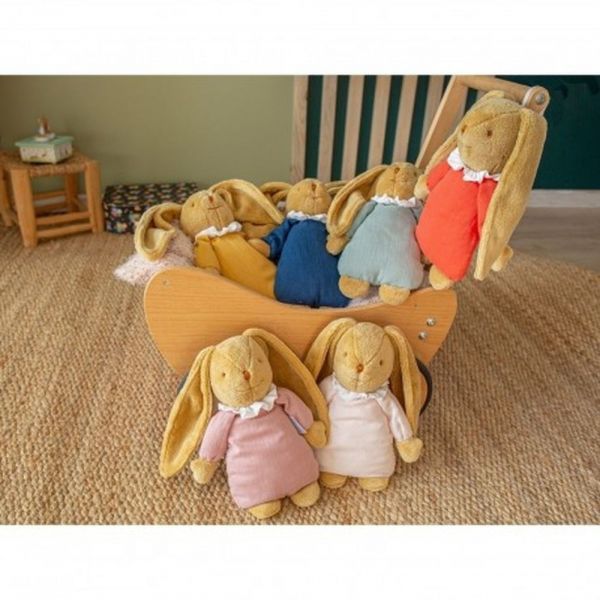 Peluche musicale Lapin Nid d'ange 25 cm Rose poudré