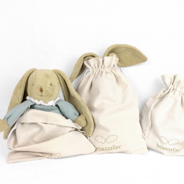 Peluche musicale Lapin Nid d'ange 25 cm Corail