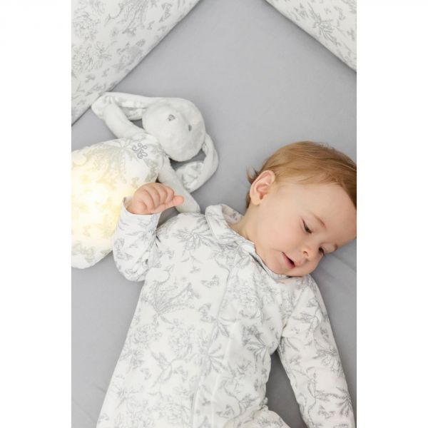 Peluche veilleuse musicale Augustin le lapin gris clair