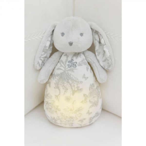Peluche veilleuse musicale Augustin le lapin gris clair