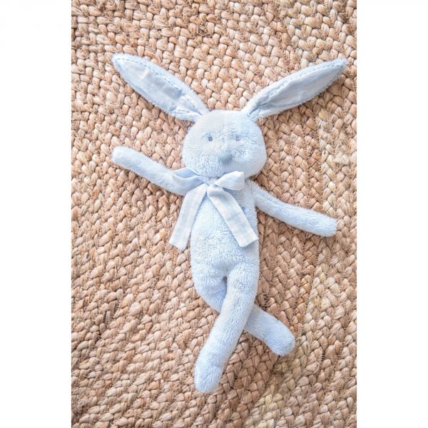 Peluche Augustin le lapin tout doux bleu ciel