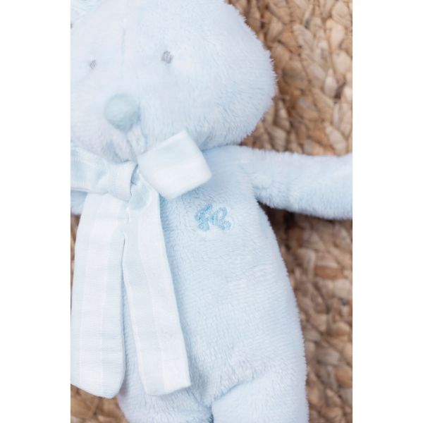 Peluche Augustin le lapin tout doux bleu ciel