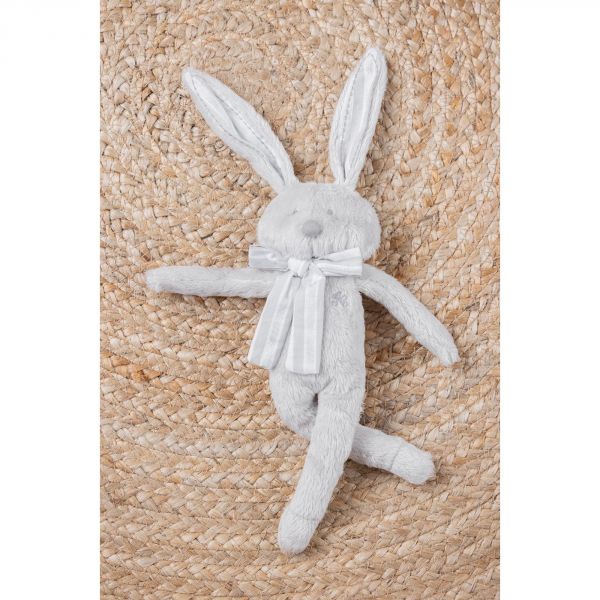 Peluche Augustin le lapin tout doux gris clair