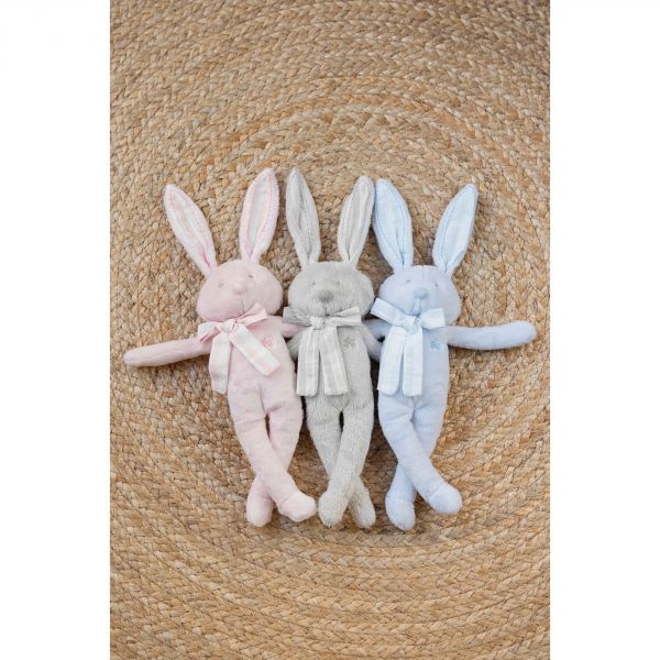 Peluche Augustin le lapin tout doux gris clair