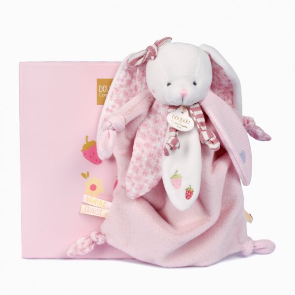 Doudou lapin 25 cm Vanille fraise