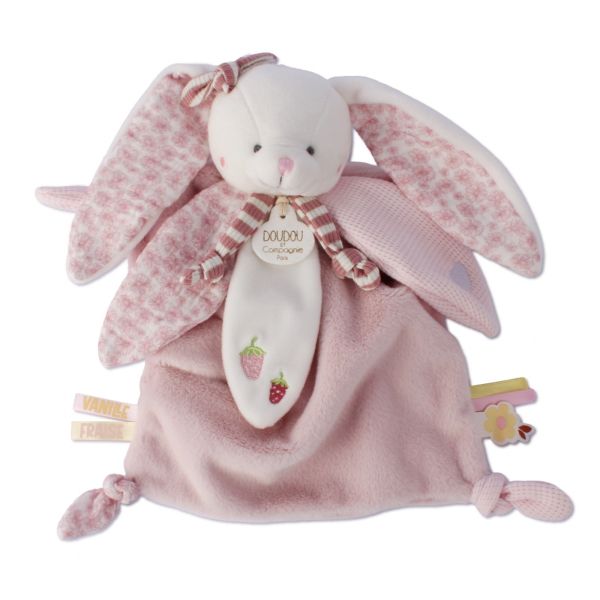 Doudou lapin 25 cm Vanille fraise