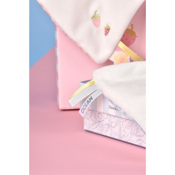 Peluche pantin lapin avec doudou 10 cm Vanille fraise