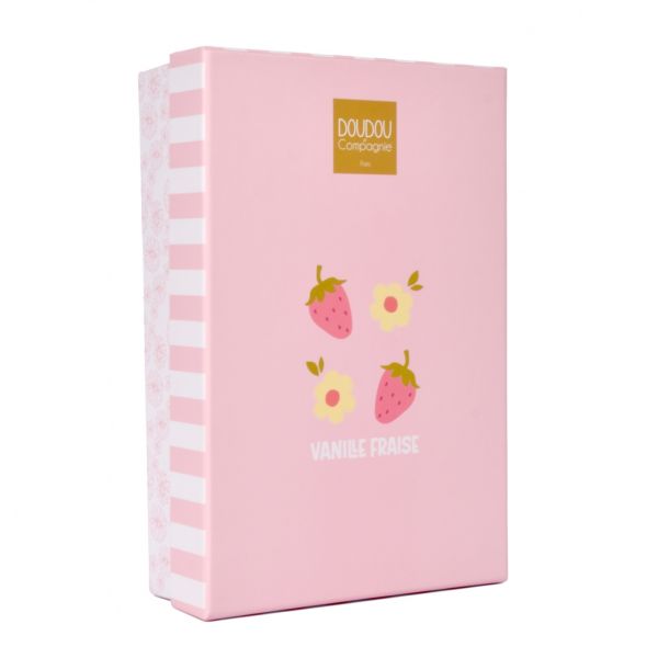 Peluche pantin lapin avec doudou 10 cm Vanille fraise
