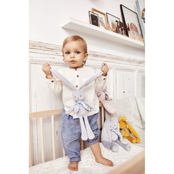 Doudou lapinoo 25 cm bleu
