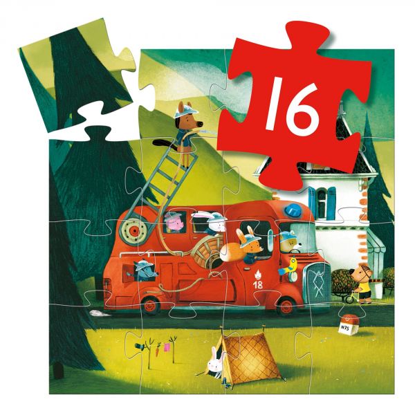 Puzzle silhouette Le camion de pompier 16 pièces