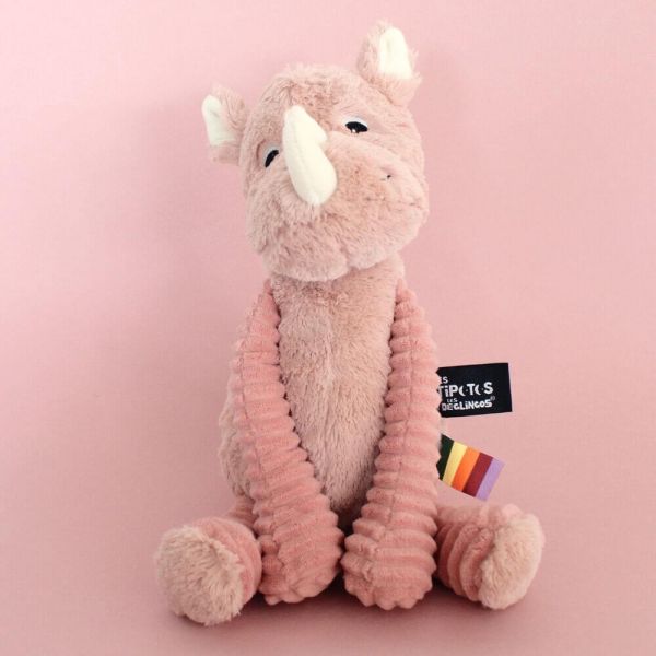 Peluche Les Ptipotos rhinocéros Grobisous rose