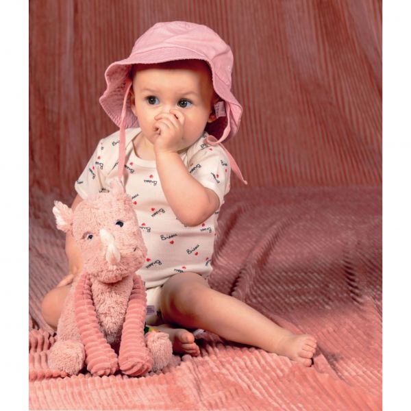 Peluche Les Ptipotos rhinocéros Grobisous rose