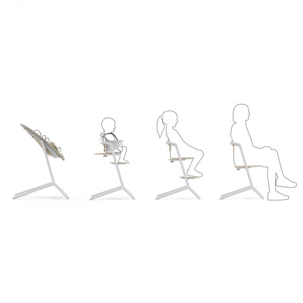 Chaise haute évolutive Lemo Sand White