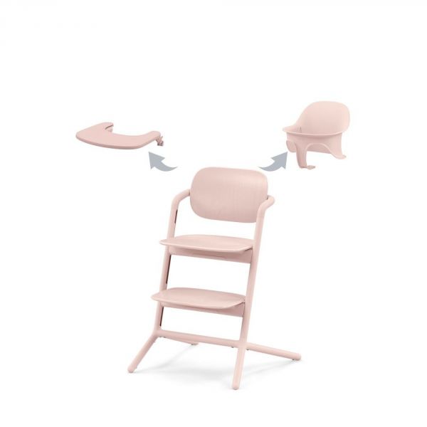 Pack Chaise Lemo 3 en 1 (chaise + babyset + plateau repas) - Pearl Pink