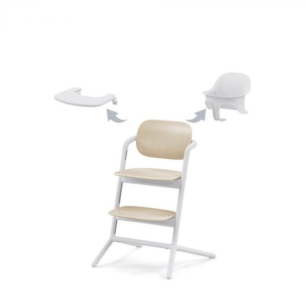 Pack Chaise Lemo 3 en 1 (chaise + babyset + plateau repas) - Sand White