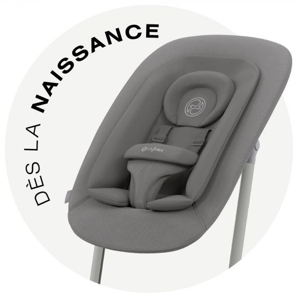 Pack Chaise Lemo 4 en 1 (chaise + transat + babyset + plateau repas) - Suede Grey