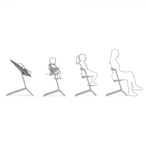 Pack Chaise Lemo 4 en 1 (chaise + transat + babyset + plateau repas) - Suede Grey