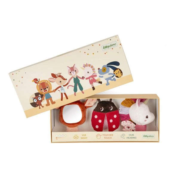 Set de 3 hochets sensoriels Lena la licorne