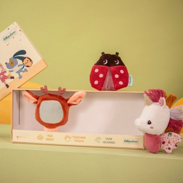 Set de 3 hochets sensoriels Lena la licorne