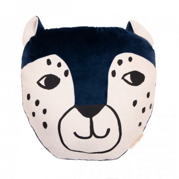 Coussin léopard velvet night blue
