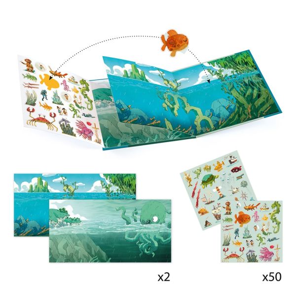 Stickers repositionnables avec décors Les aventures en mer