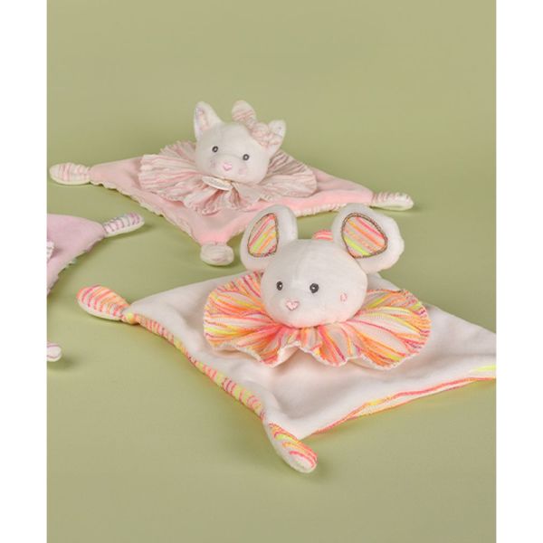 Doudou plat Les Chouchoux 20 cm Souris