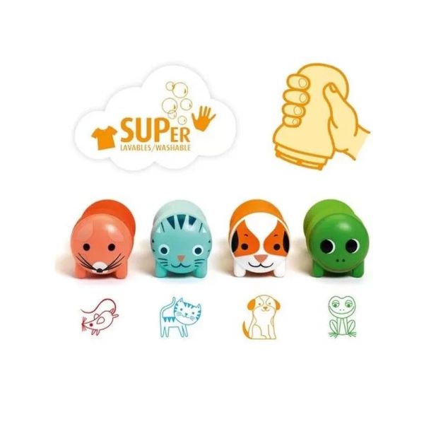 Lot de 4 tampons auto encreurs pour enfant Animaux du jardin