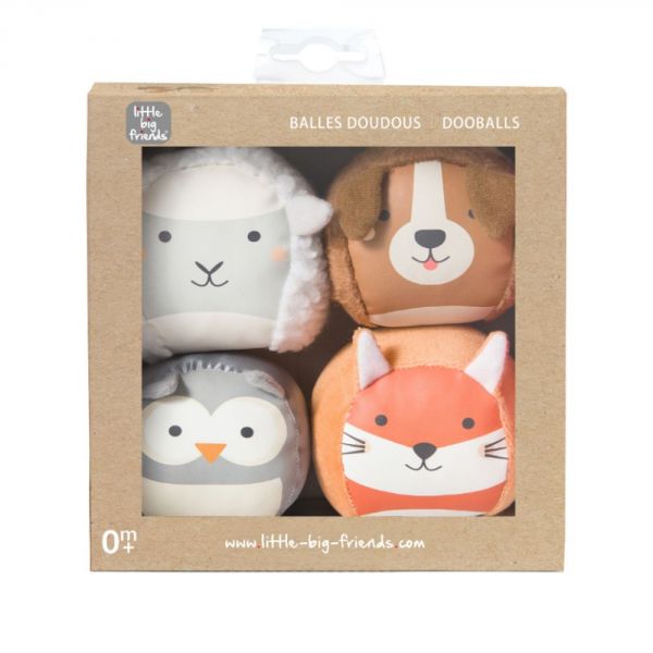 Lot de 4 balles doudous Ferme