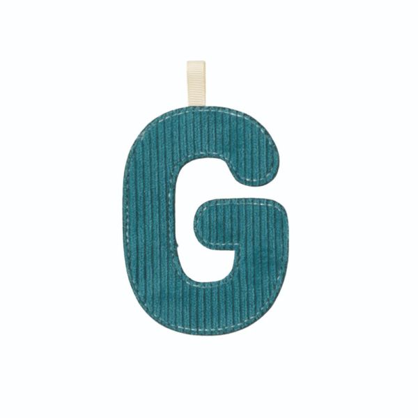 Lettre en tissu phosphorescente bleue G