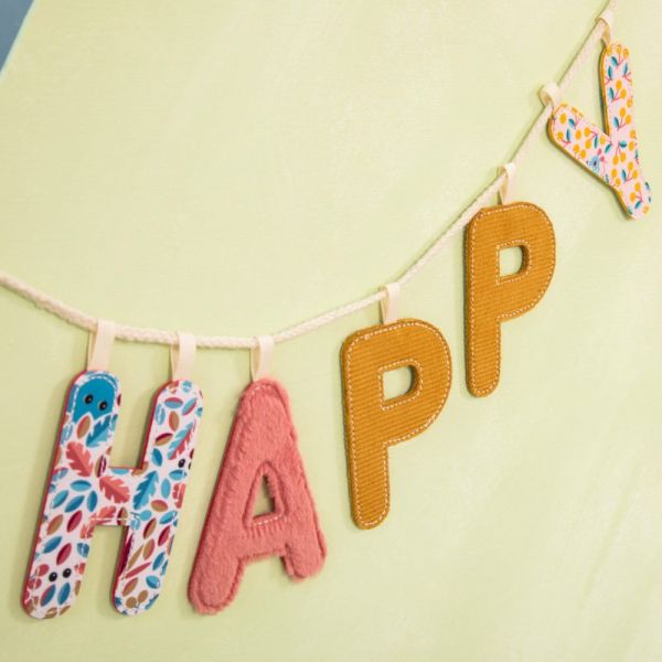 Lettre en tissu phosphorescente rose H