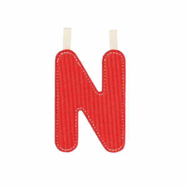 Lettre en tissu phosphorescente rouge N