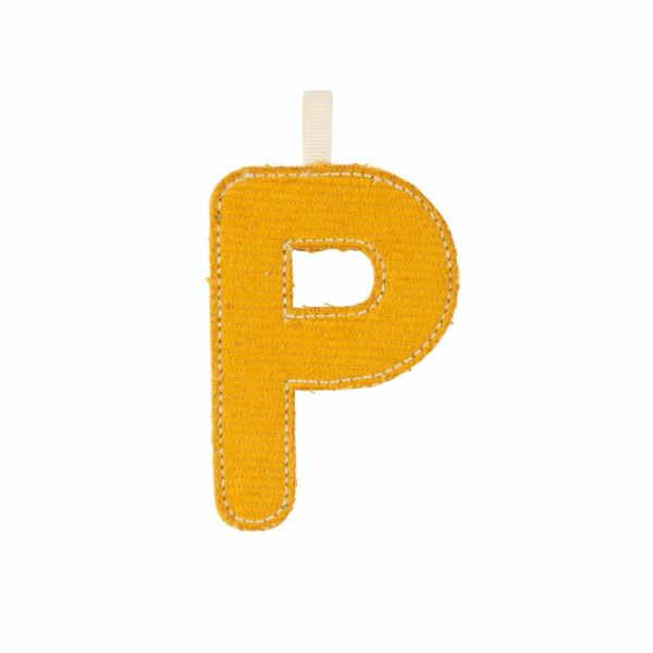 Lettre en tissu phosphorescente jaune P