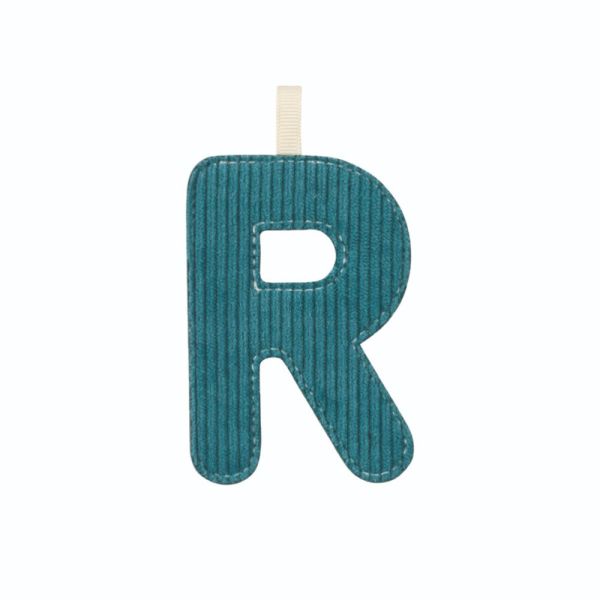 Lettre en tissu phosphorescente bleue R