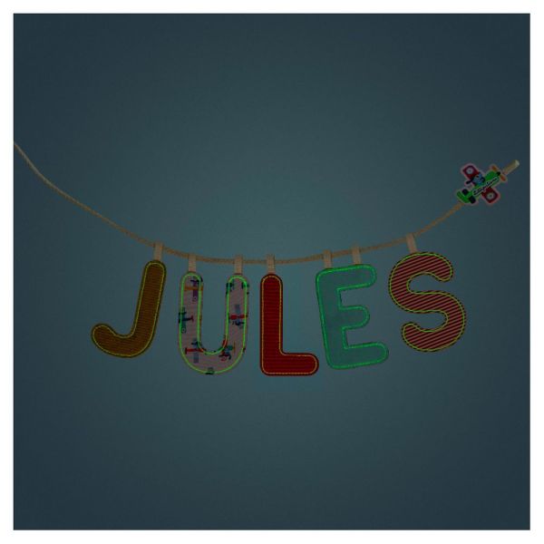 Lettre en tissu phosphorescente rouge S